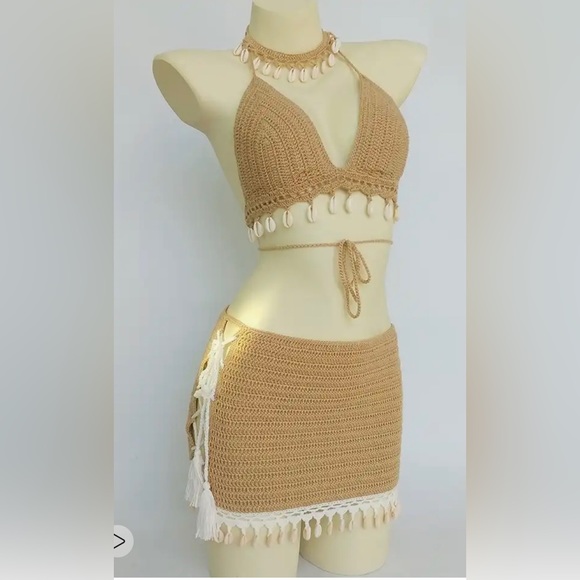 Crochet two piece set color brown does not include underwear - Picture 2 of 4